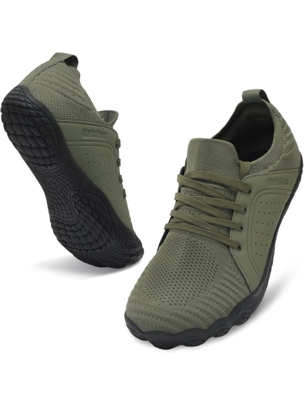 Men's Green Barefoot Trail Running Shoes Minimalist Wide Toe Box Design Non-Slip